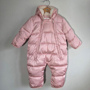 Baby GAP Pink Snowsuit 0-6 Months Misty Rose Primaloft Fleece Lined Bunting